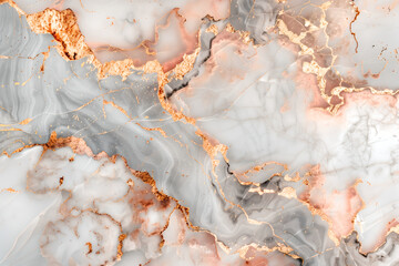 Obraz na płótnie Canvas Abstract white and rose gold marble background. Print for ceramic tile, packaging, wallpapers, posters. Stationery design for exclusive event invitations.