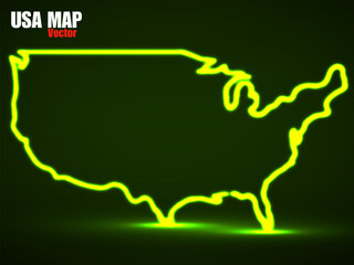 Abstract glowing outline of United States map. Vector illustration