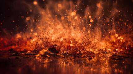 Fototapeta na wymiar orange fiery light fire particles