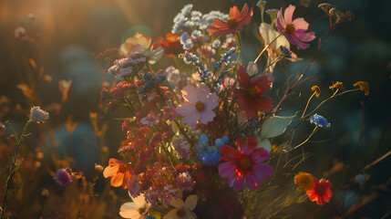 Obraz na płótnie Canvas Um buquê vibrante em uma loja de flores iluminado por luz natural e convidando para um momento acolhedor