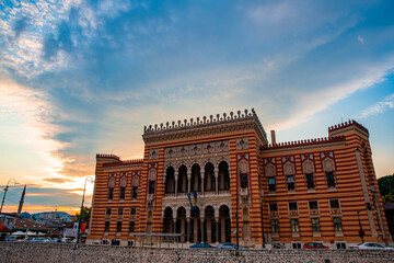 Sunset Glow on the Vijecnica, National and University Library of Bosnia and Herzegovina, Sarajevo