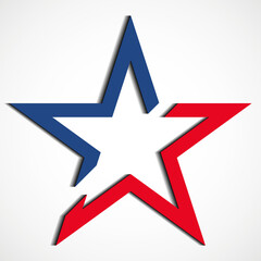 USA flag in star shape with shadow. American star. Vector illustration