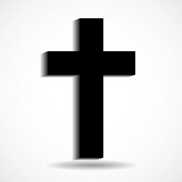 Cross with shadow. Christian Symbol. Vector illustration