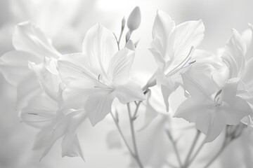 white flowers on white background - obrazy, fototapety, plakaty