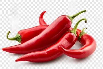 Foto auf Acrylglas Red hot chili pepper isolated on transparent and white background, png © Haseeb