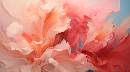 Smears of oil paint, peach color. Colorful abstract paint banner