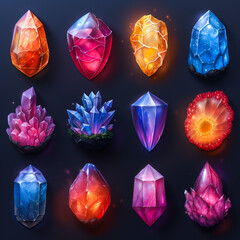 Fototapeta premium Gemstone Collection. Shimmering Crystals