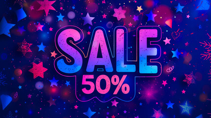Discount Banner. Get 50 percent Off Now. Sale Poster