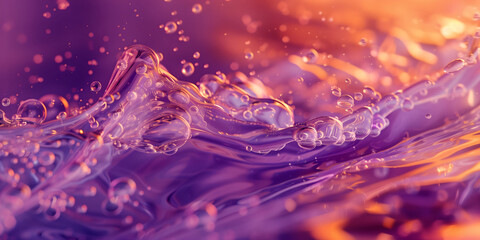 Abstract purple and orange water background. Liquid close-up. Image for packaging design,...