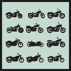 set of vintage motorcycle