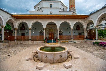 Tranquil Courtyard of the Gazi Husrev-beg Mosque in Sarajevo, Bosnia and Herzegovina