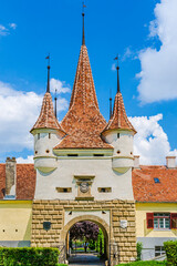Catherine's Gate in Brasov, Transylvania, Romania; 1559 medieval defence gate - 745408594