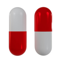 Capsules Medicine Pill White And Red PNG illustration 3D rendering