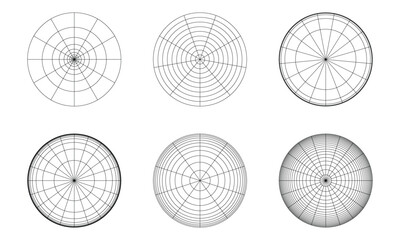 Collection of circle shape wireframe geometric element designs. Vector illustration