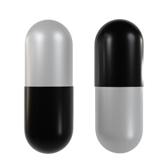 Capsules Medicine Pill White And Black PNG illustration 3D rendering