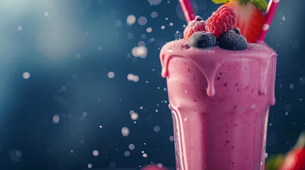 Foto op Canvas Milkshake yogurt with fruit berry splash juicy. Background concept © PrettyVectors
