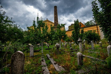 Historic Muslim Cemetery under Brooding Skies in Sarajevo, Bosnia and Herzegovina