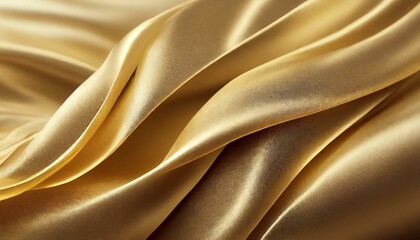 Texture en gros plan de soie dorée naturelle. Tissu Doré clair, arrière-plan surface lisse. - obrazy, fototapety, plakaty