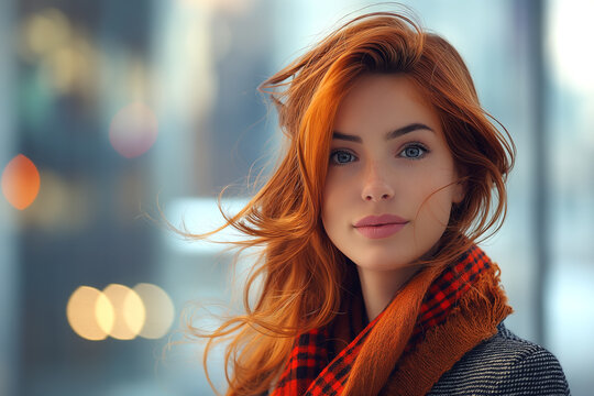 Portret kobiety. Rozmyte tło.