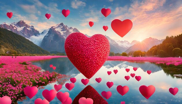 Illustration harmonieuse de coeur d'amour rouge