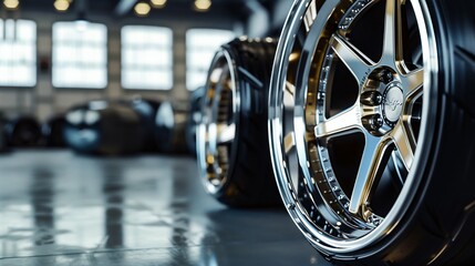 High-End Custom Car Rim Display. Generative ai