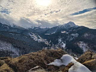 Fototapeta na wymiar snow covered mountains, Tatra Mountains, Poland, view from Nosal 