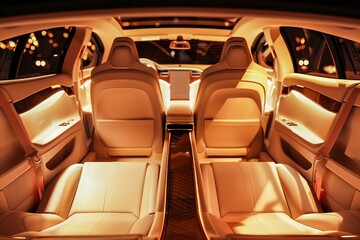 Luxury Vehicle Interior with Elegant Leather Seats and Modern Design. Generative ai