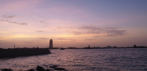 sunset over the river