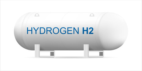 Hydrogen tank, realistic, on a white background. Vector illustration