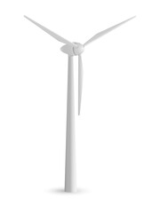 Wind turbine, realistic, on a white background. Vector illustration
