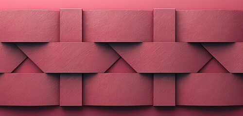 Pink geometric 3D blocks pattern on an abstract background.