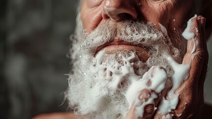 Old senior man taking care of his face skin concept