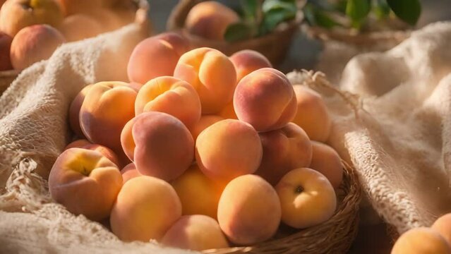 fresh apricots against sunlight
