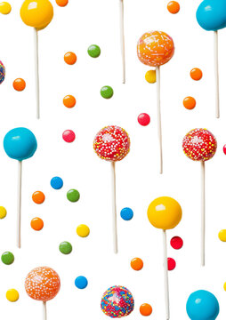 Set of colorful lolipops on transoarent background.