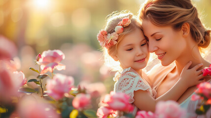 Fototapeta premium Mother and Daughter. A Summer Portrait of Pure Love. Mothers Day concept