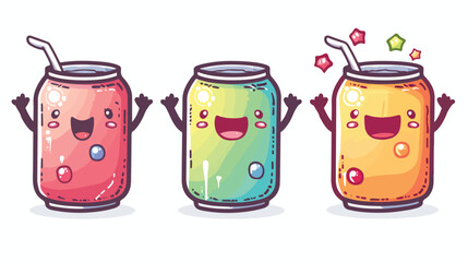 Cute Funny Can of Soda Waving Hand  Character.Vector