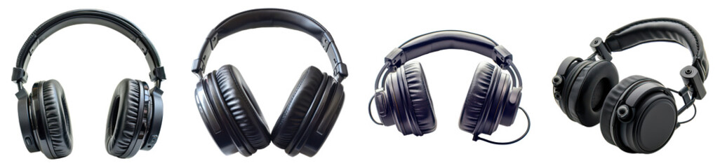 Fototapeta na wymiar Set of professional studio headphones for quality sound, cut out - stock png.