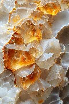 Close up detalle de rocas de cristal o cuarzo color amarillo y ambar. Textura detallada atractivo fondo de pantalla