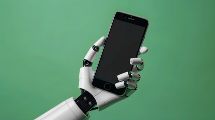 robot hand holding phone