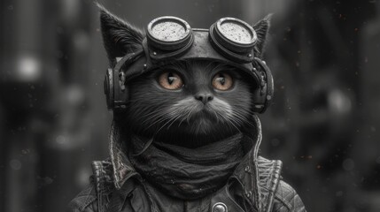 Steampunk Cat, Gadget-Clad Feline, Cyberpunk Kitty, Mechanical Mewling.