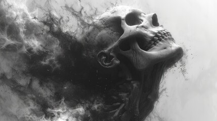 Skeletal Creature, Ancient Skull, Mysterious Skeleton, Ghostly Figure.