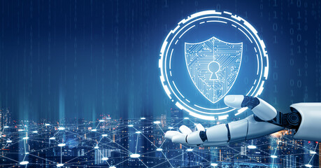 XAI 3D Rendering futuristic robot technology development, artificial intelligence AI, and machine...