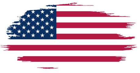 A brush stroke drawing of the American flag on a white background