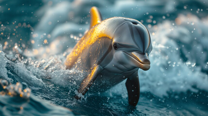 Dolphin Gliding Through Ocean Waters