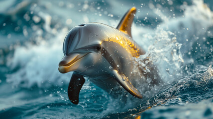 Dolphin Gliding Through Ocean Waters