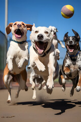 A Collection of Joyful Canines Enjoying a Day at the Park - An Array of Dog Breeds Mirthfully at Play