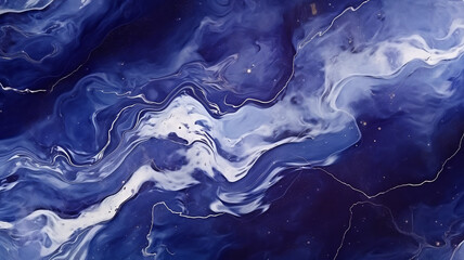 Obraz premium Marbled blue abstract background. Liquid marble pattern