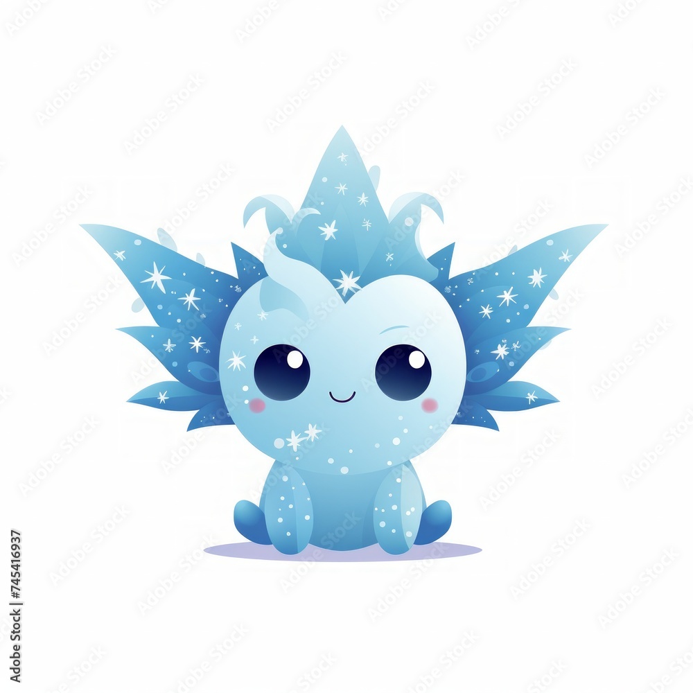 Poster generative ai a whimsical tiny creature, resembling a living snowflake or a starry sprite.