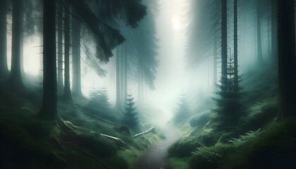 Whispers of the Forest: Foggy Woodland Path