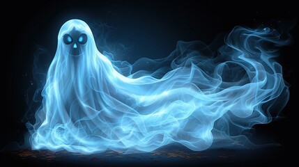 Spooky Specter: Halloween, Ghostly Presence on Transparent Backdrop - obrazy, fototapety, plakaty